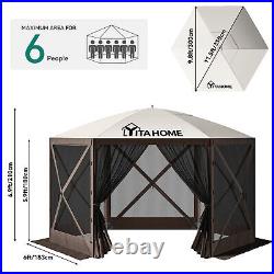 Camping Gazebo Pop-up Camping Canopy Shelter 6 Sided Sun Shade Portable 11.5 ft