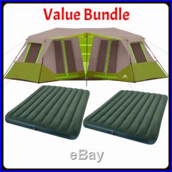 Camping Hiking Family Waterproof 8 Person Instant Cabin Tent 2 Queen Airbeds