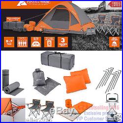 Camping Set 4 Person Cabin Tent Family 22 Piece 2 Camping Chairs Sleeping Bags