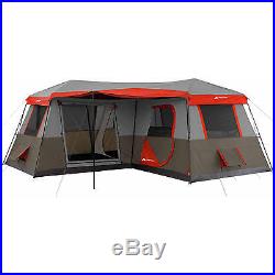 Camping Tent Large 12 Person 3 Rooms Hiking Cabin Family Hunting Trail Gray Red