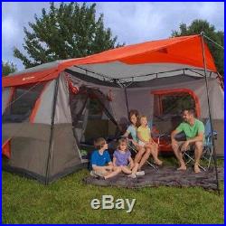 Camping Tent Large 12 Person 3 Rooms Hiking Cabin Family Hunting Trail Gray Red