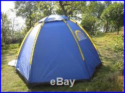 Camping Tent Waterproof UV-resistant Hiking Outdoor Portable Blue for 3-4 Person