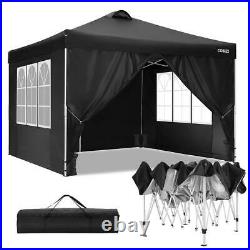 Canopy 10x10 ft Gazebo Pop Up Camping Garden Party Tent with 4 Side Wall&Sandbag