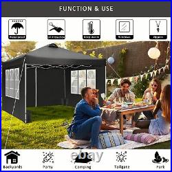 Canopy 10x10 ft Gazebo Pop Up Camping Garden Party Tent with 4 Side Wall&Sandbag