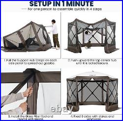 Canopy Quick Set Screen Tent 12x12 Foot Portable Pop Up Gazebo Screen 6 Sides