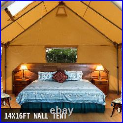 Canvas Wall Tent 14'x16'with Frame, Fire Water Repellent for Hunting&Camping