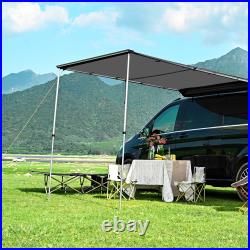 Car Side Awning with LED Light Pull Out Tent Shelter Camping Beige/Grey