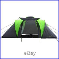 Charles Bentley 4 Man Camping Tunnel Tent 2 Rooms & Awning H170 x L420 x W210cm