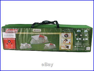 Coleman WeatherMaster 10 Person 2 Room Family Camping Tent w/ LED Light System