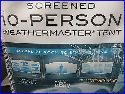 Coleman Weathermaster Screened 10 Person Tent 16x10 never used FREE SHIPPING