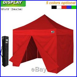Commercial Easy Ez Pop Up Canopy Tent 10x10 Patio Gazebo+4 Side Walls+Carry Bag