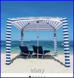 Cool Cabanas 5 Beach Canopy Size Striped Blue White Tent Canopy Outdoor New 6x6