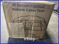 Core Equipment 10525 12 Person Lighted Instant Cabin Tent 18x10 Gray/Blue New