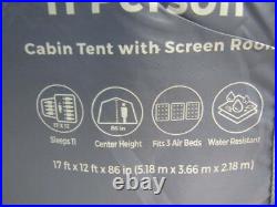 Core Equipment 17' x 12' 11-Person Cabin Tent With Screen Room Grey/Red