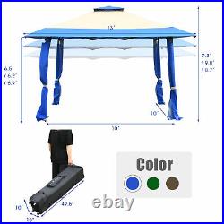 Costway13' x13' Pop Up Canopy Tent Instant Outdoor Folding Canopy Shelter Blue