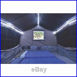 Cottage Cabin Tent 8 Person 12' LED Light withProjector Screen Wheeled Bag