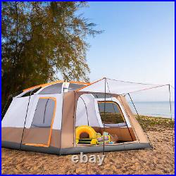 Extra Large Tent 10-12 Person Family Cabin Tents 3 Rooms Straight Wall 3 Doors
