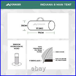 FORAGER Indiana 8 Man Tent 8 PERSON MAN BERTH FAMILY TENT Large Family Tent