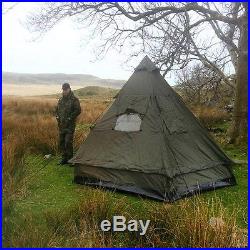 FOUR MAN TIPI PYRAMID TENT OLIVE Camping Shelter Military Hiking Festival