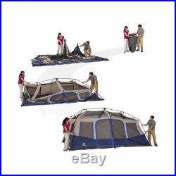 Family Cabin Tent 10 Person 2 Room Rainfly Included Instant Blue Camping Shelter