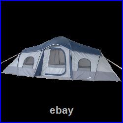Family Cabin Tent 10 Person 3 Room 2 Side Entrances Outdoor Camping Shelter Blue