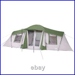 Family Cabin Tent Camping Hiking Outdoor 10-Person 3-Room Waterproof Green