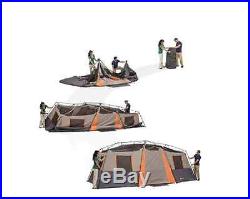 Family Camping 12-Person Tent (2 FREE Queen Airbeds) Instant Cabin 3 Room Hiking