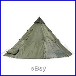 Family Teepee Tent 18'x18' Sleeps 10-12 People, Green Guide Gear Army Surplus