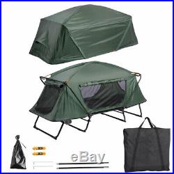 Folding Single Camping Tent Cot Portable Outdoor Hiking Bed Rain Fly Green