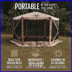 Gazelle G6 12ft x 12ft 6-Sided Pop Up Portable 8 Person Gazebo Tent, Desert Sand
