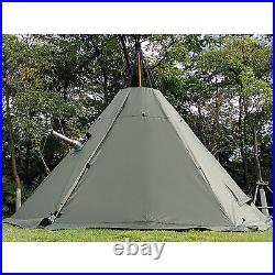 Green Travel Teepee Tent 2-Door Camping Equipment Portable 4-Season Pyramid Tent