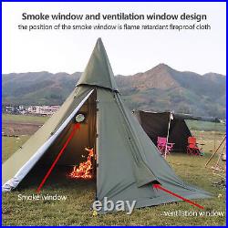 Green Travel Teepee Tent 2-Door Camping Equipment Portable 4-Season Pyramid Tent