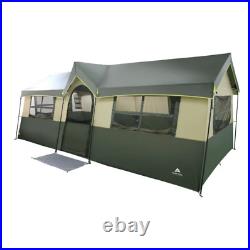 Hazel Creek 12 Person Cabin Tent 3 Rooms Family Cabin Tent Outdoor Shelter Green