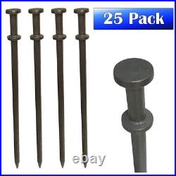 Heavy Duty Double Head 3/4 x 24 in Steel Stake 25 Pack Anchor Tent Inflatable