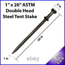 Heavy Duty Double Head Tent Stakes 1x20 in Steel Anchor For Inflatables 10 Pack