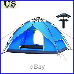 Hydraulic Rapid Self Pop Up Double Layer Camping Tent 3-4 Persons Waterproof New