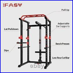 IFAST Squat Rack Power Cage Pullup 1000Lb Capacity Barbell Rack Weight Bench Set