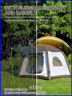 Inflatable Camping Tent with Picnic Blanket, 2/4/6 Person Cabin Tent, Glamping Ten