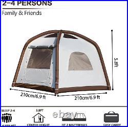 Inflatable Camping Tent with Picnic Blanket, 2/4/6 Person Cabin Tent, Glamping Ten