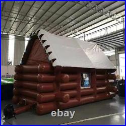 Inflatable log cabin Winter House Cabin Tent With White Roof Outdoor Ski Lodge