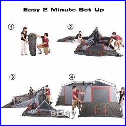 Instant Cabin Tent 12 Person 3 Room L-Shaped Camping Tent Outdoors Travel