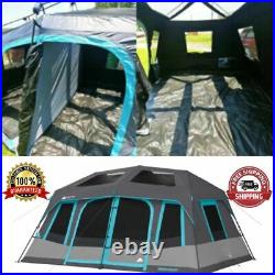 Instant Tent Large 10-Person Instant Cabin Dark Rest Blackout Windows Camping