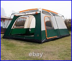 KTT Extra Large Tent 10-12 Person(A), Family Cabin Tents, 2 Rooms, 3 Doors and 3 Wi