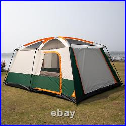 KTT Extra Large Tent 10-12 Person(A), Family Cabin Tents, 2 Rooms, 3 Doors and 3 Wi