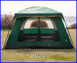 KTT Extra Large Tent 10-12 Person(A), Family Cabin Tents, 2 Rooms, 3 Doors and 3 Wi