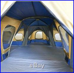 Large Camping Tent 14 Person With 4 Rooms Separate Exit Outdoor Blue Hiking Fish