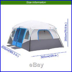 Large Outdoor Tent Waterproof Family Cabin Camping-Tent Double Layer 8-12 Person