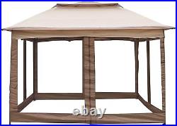 Lonabr Outdoor Gazebo Pop Up Canopy Tent with Mesh Sidewall Patio Sun Shelter