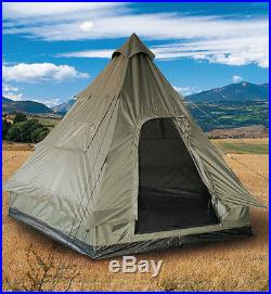 Mil-Tec Pyramidenzelt Tipi 4-Personen-Zelt Campingzelt Oliv 290x270x220cm