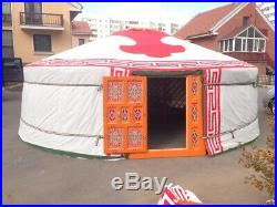 Mongolian Traditional Ger/Yurt, Blue and Red Canvas Cover